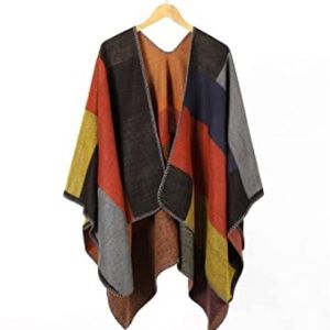 Stylish Color Block Poncho